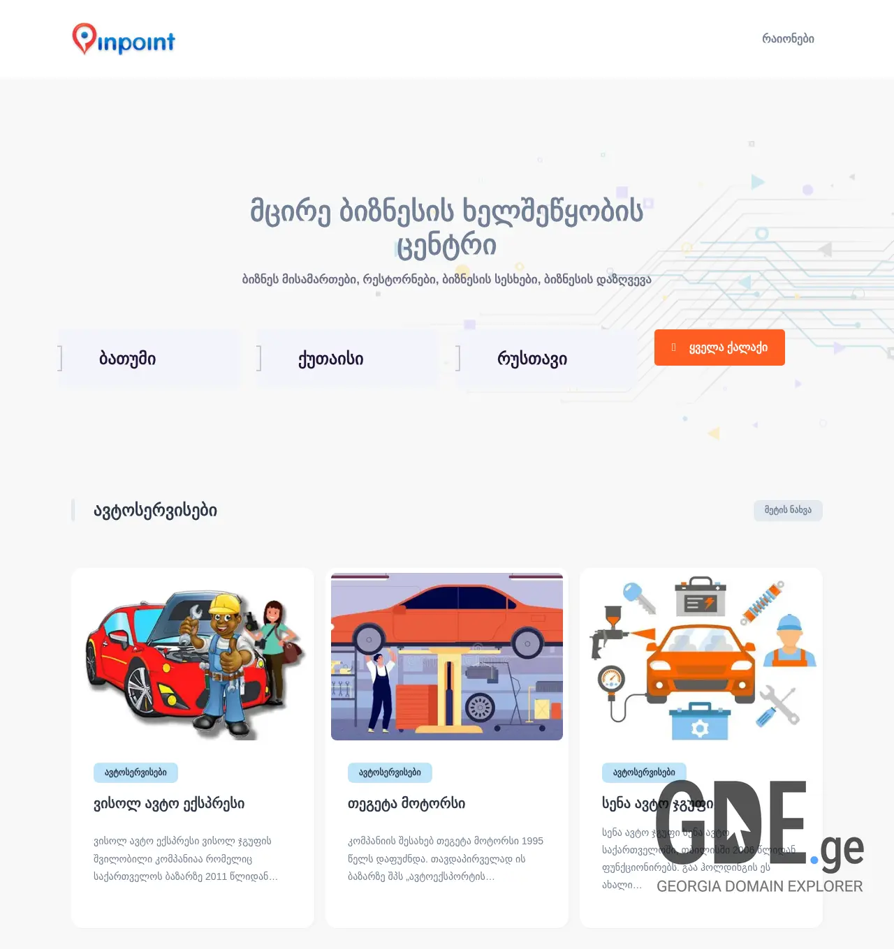 Screenshot of the site pinpoint.ge at 2025-12-01
