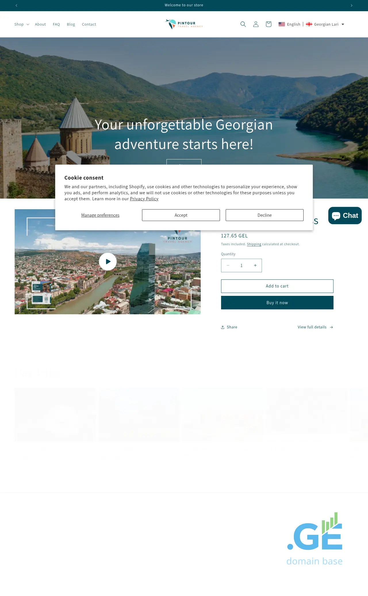 Screenshot of the site pintour.ge