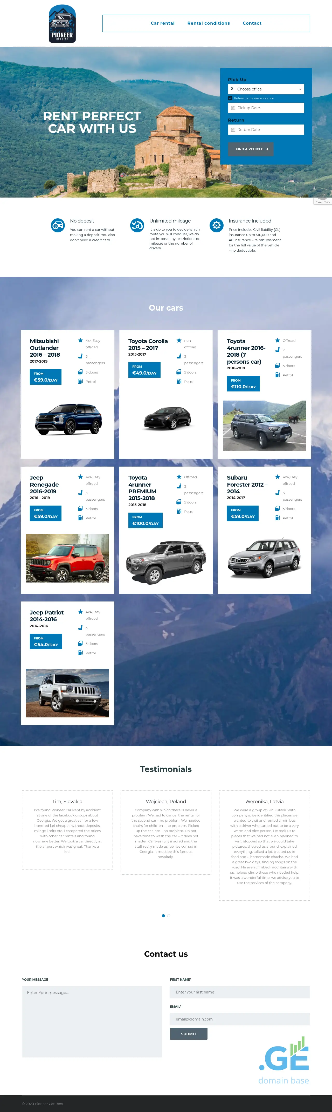 Screenshot of the site pioneercarrent.ge
