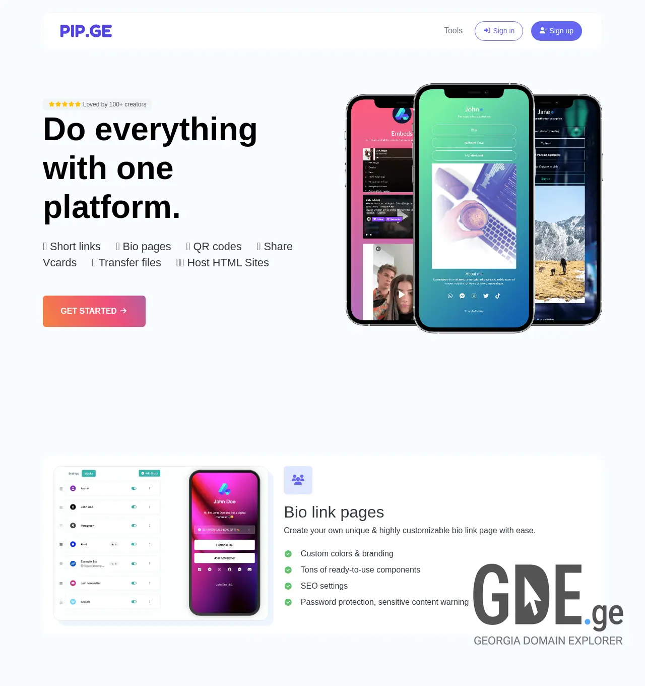 Screenshot of the site pip.ge at 2025-11-29