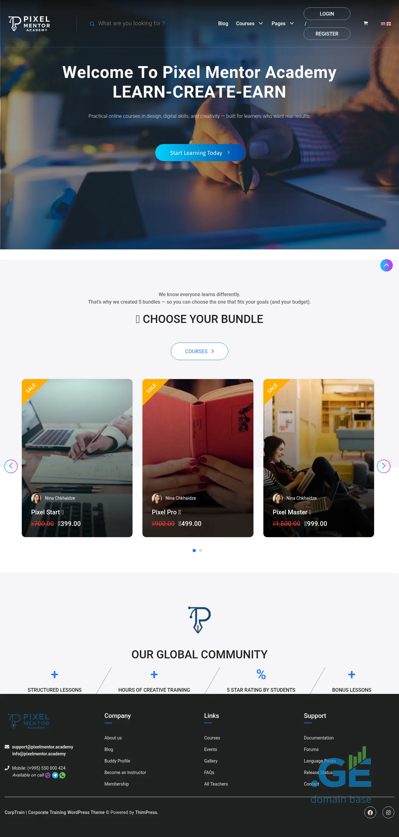 Screenshot of the site pixelmentor.ge