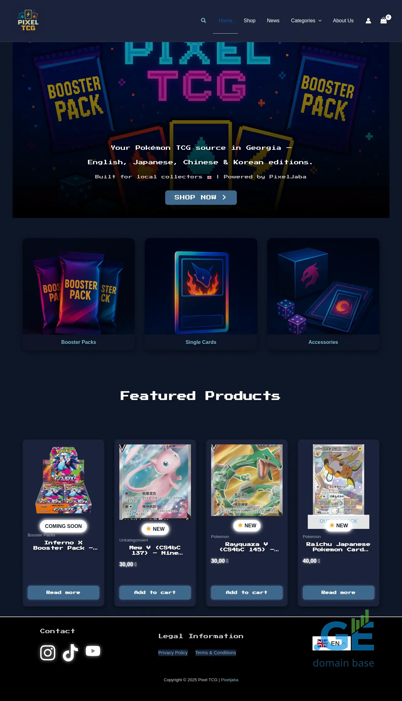 Screenshot of the site pixeltcg.ge