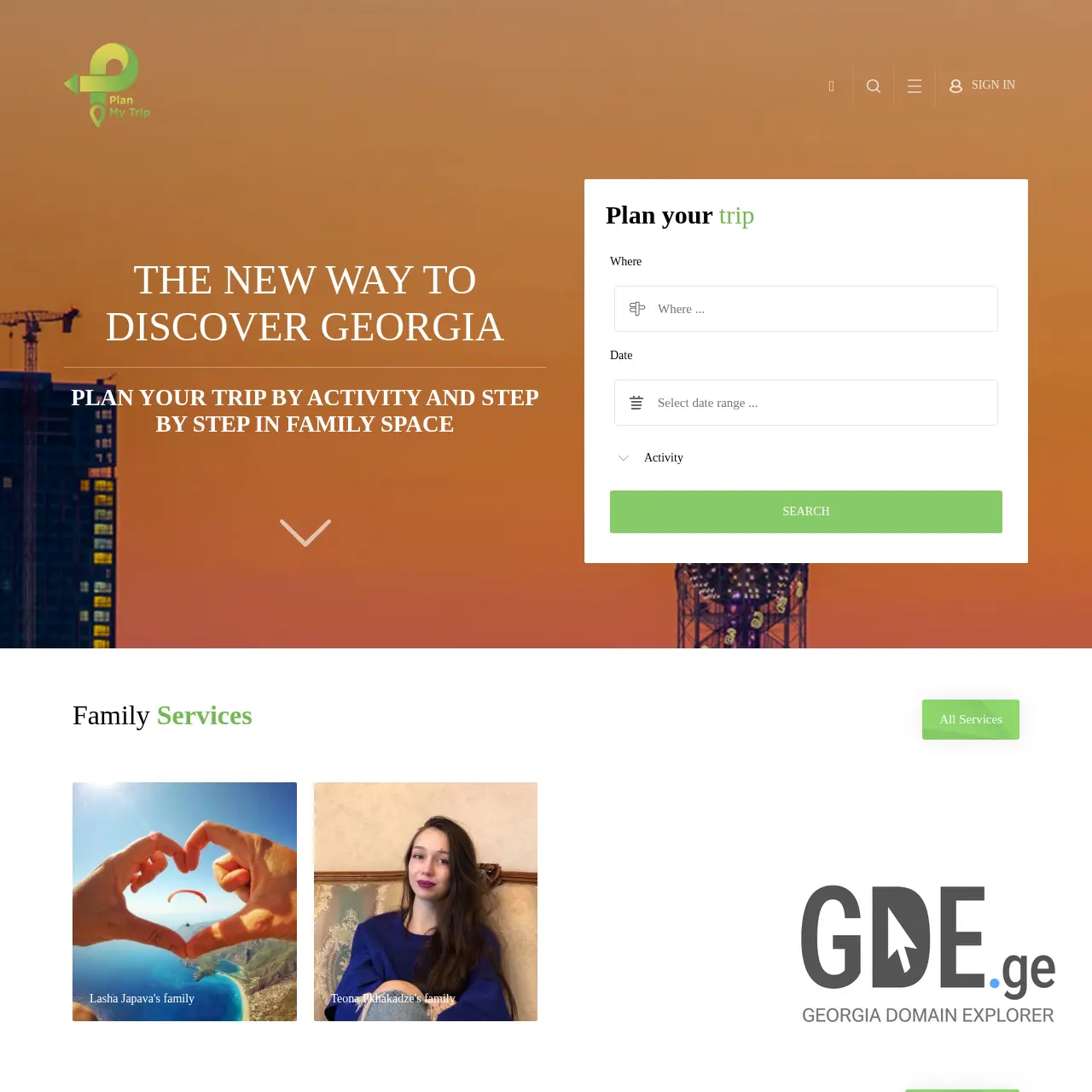 Screenshot of the site planmytrip.ge at 2025-12-18