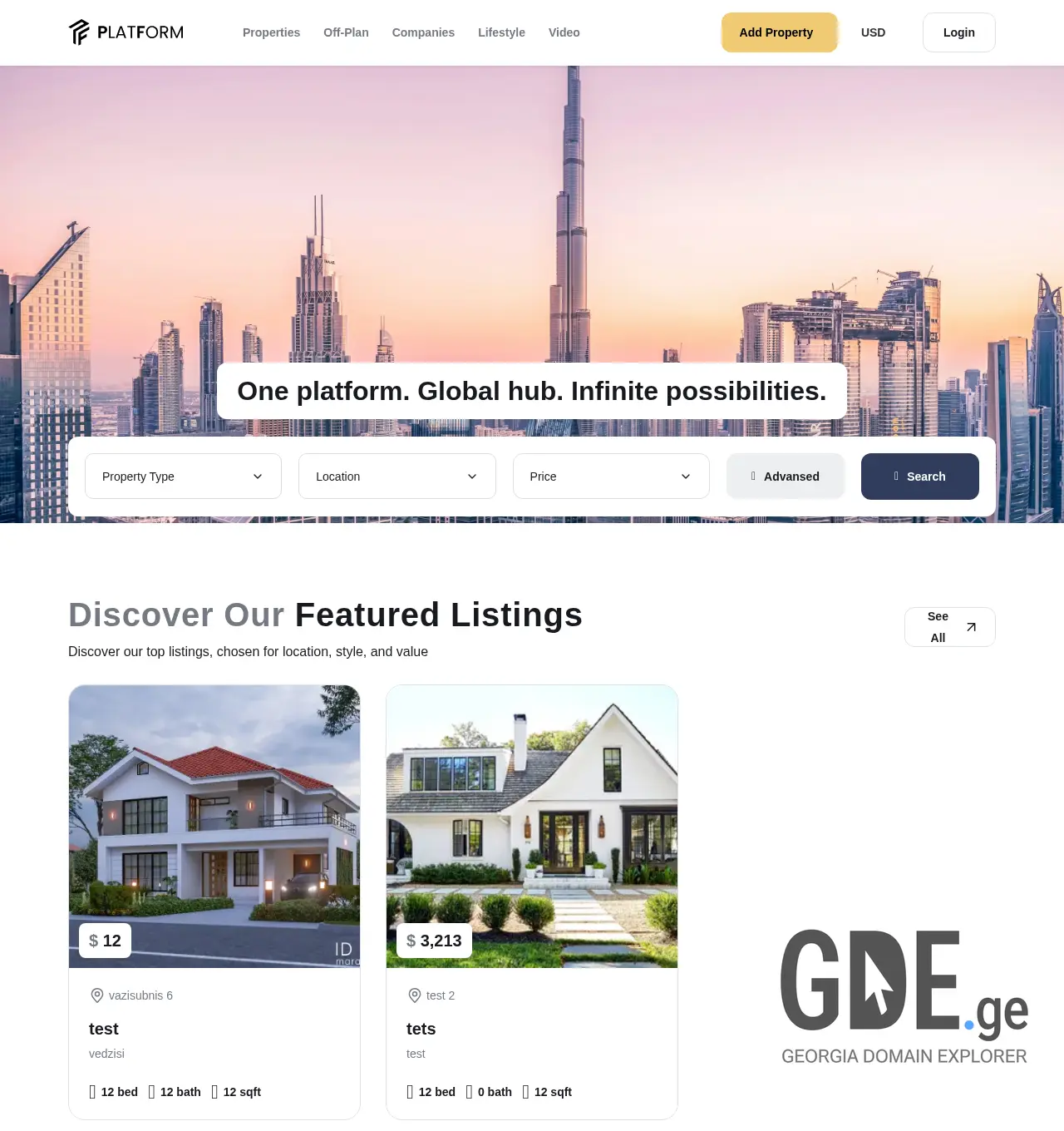 Screenshot of the site platform.ge at 2025-11-29