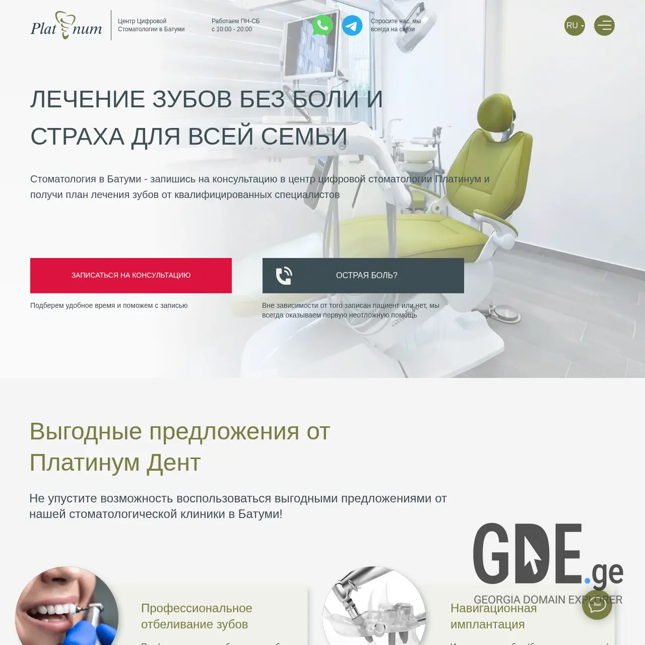 Screenshot of the site platinumdent.ge at 2025-12-11