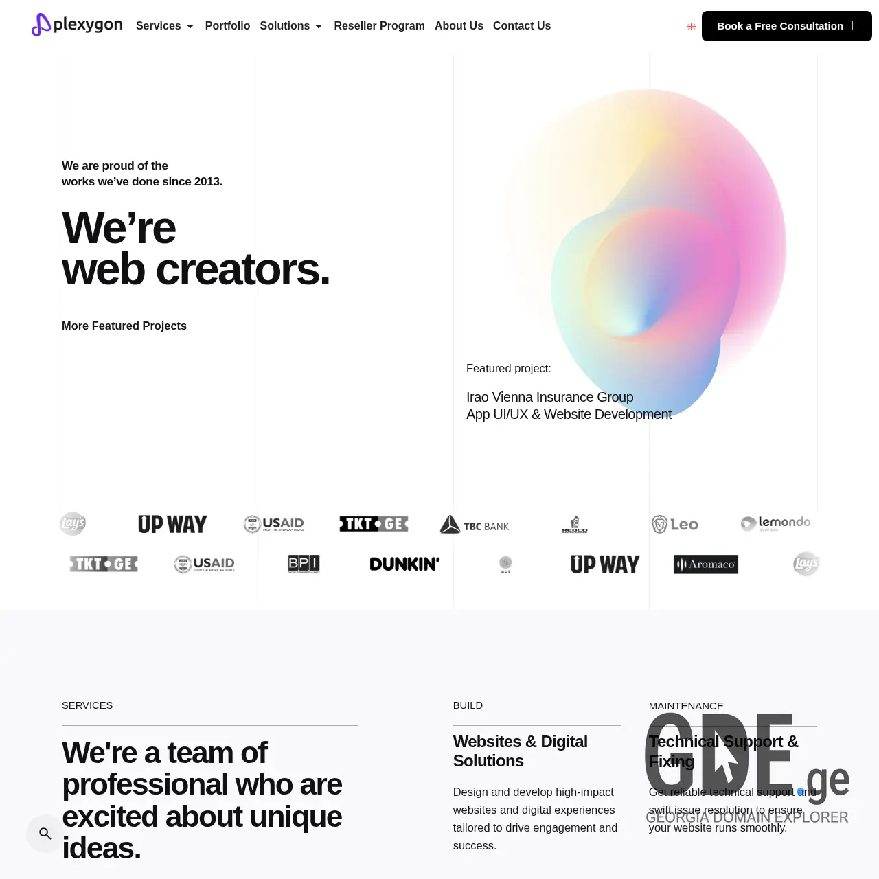 Screenshot of the site plexigon.ge at 2025-12-11