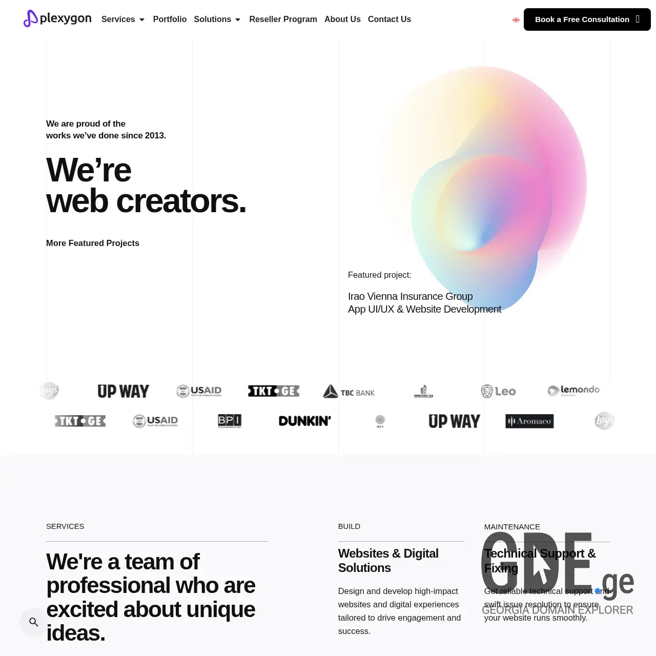 Screenshot of the site plexygon.ge at 2025-12-11