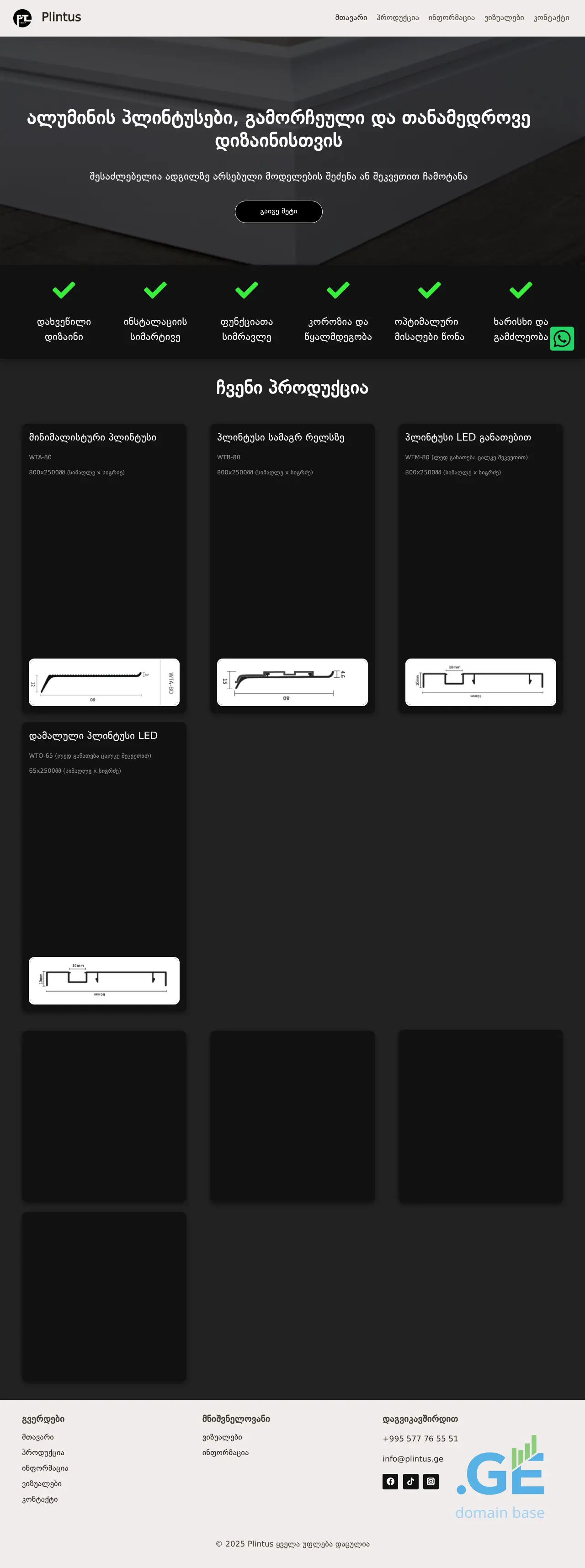 Screenshot of the site plintus.ge
