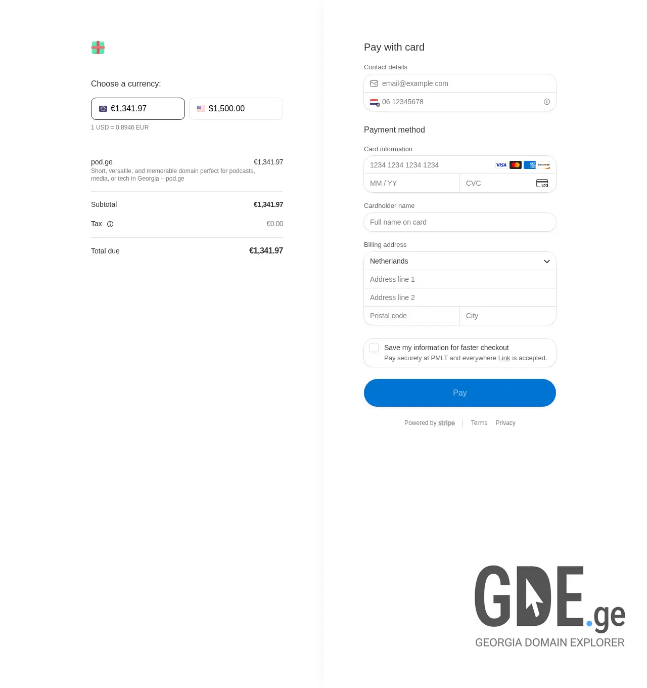 Screenshot of the site pod.ge at 2025-12-02
