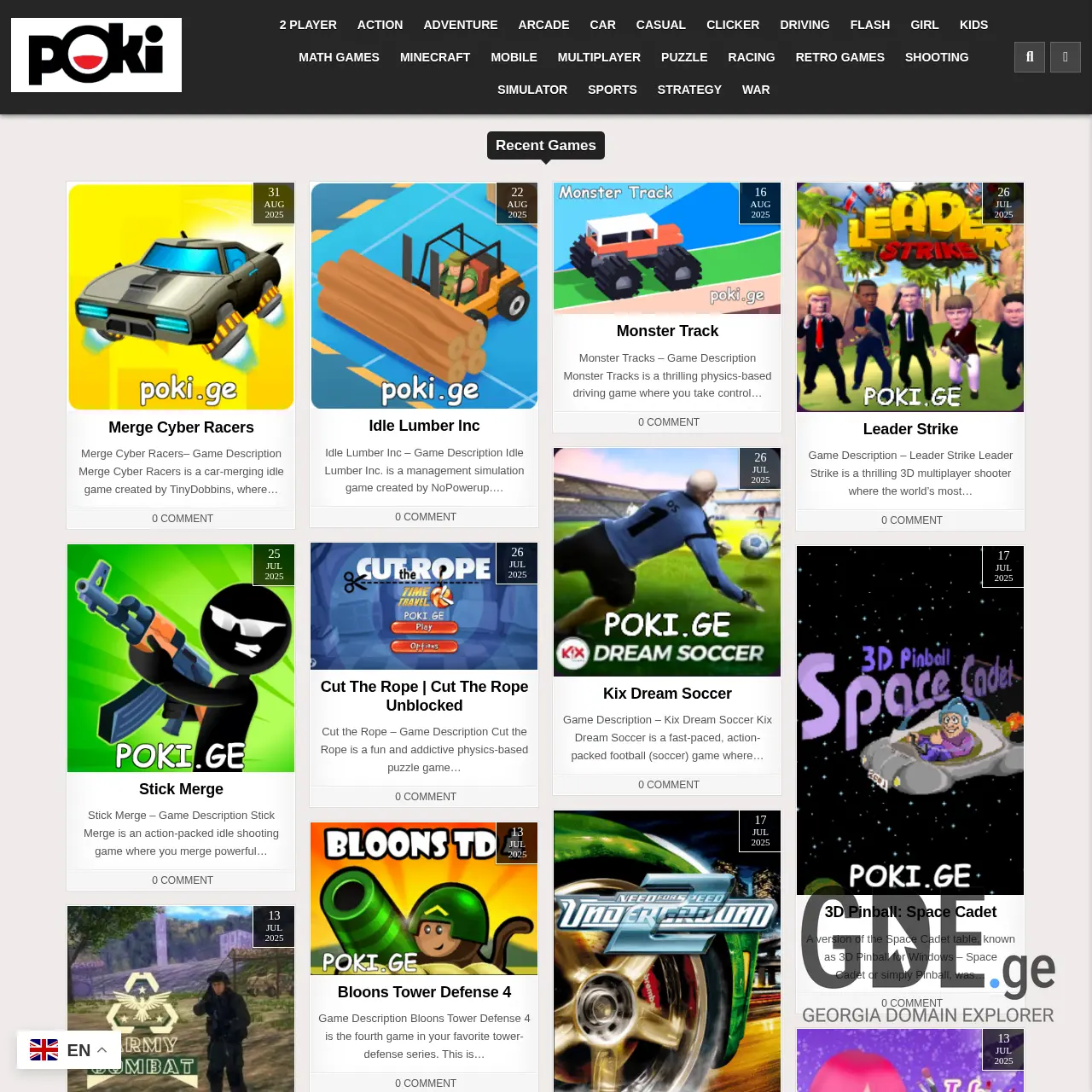 Screenshot of the site poki.ge at 2025-12-11
