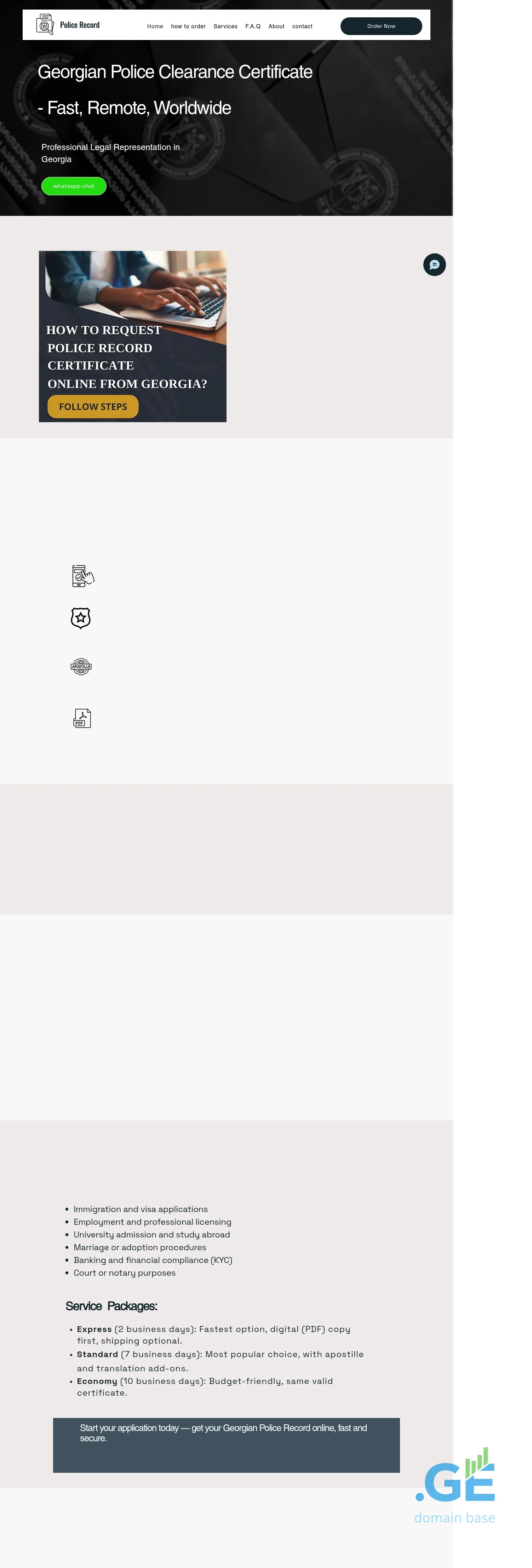 Screenshot of the site policerecord.ge