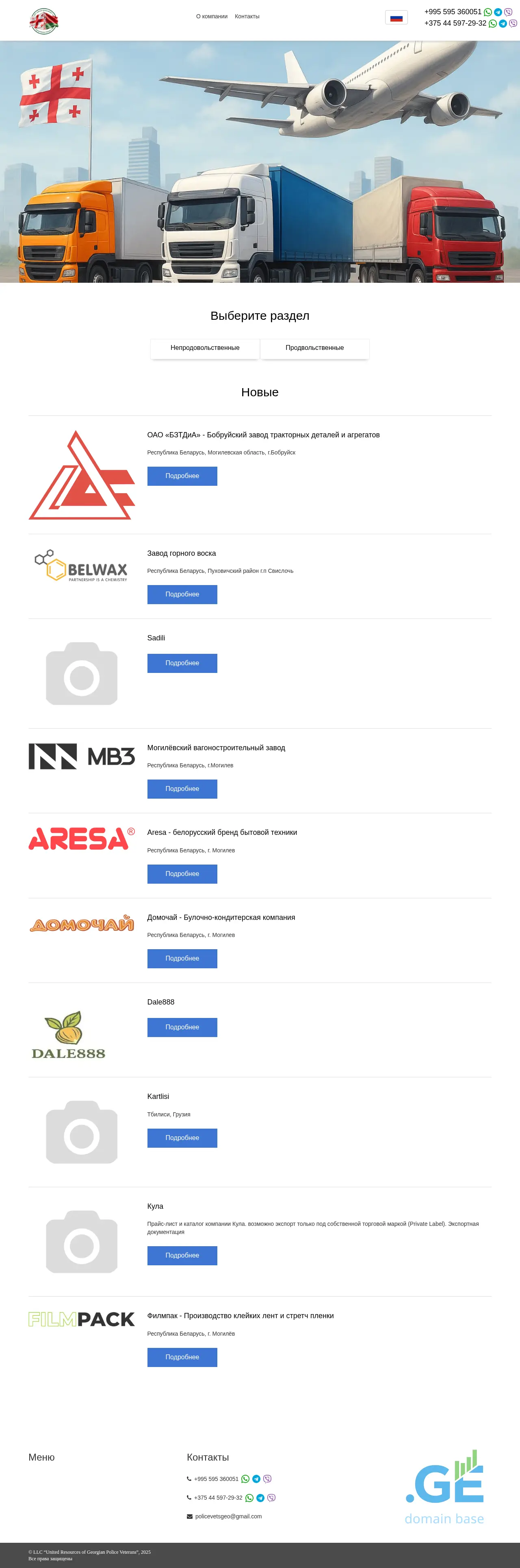 Screenshot of the site policevetsgeo.ge
