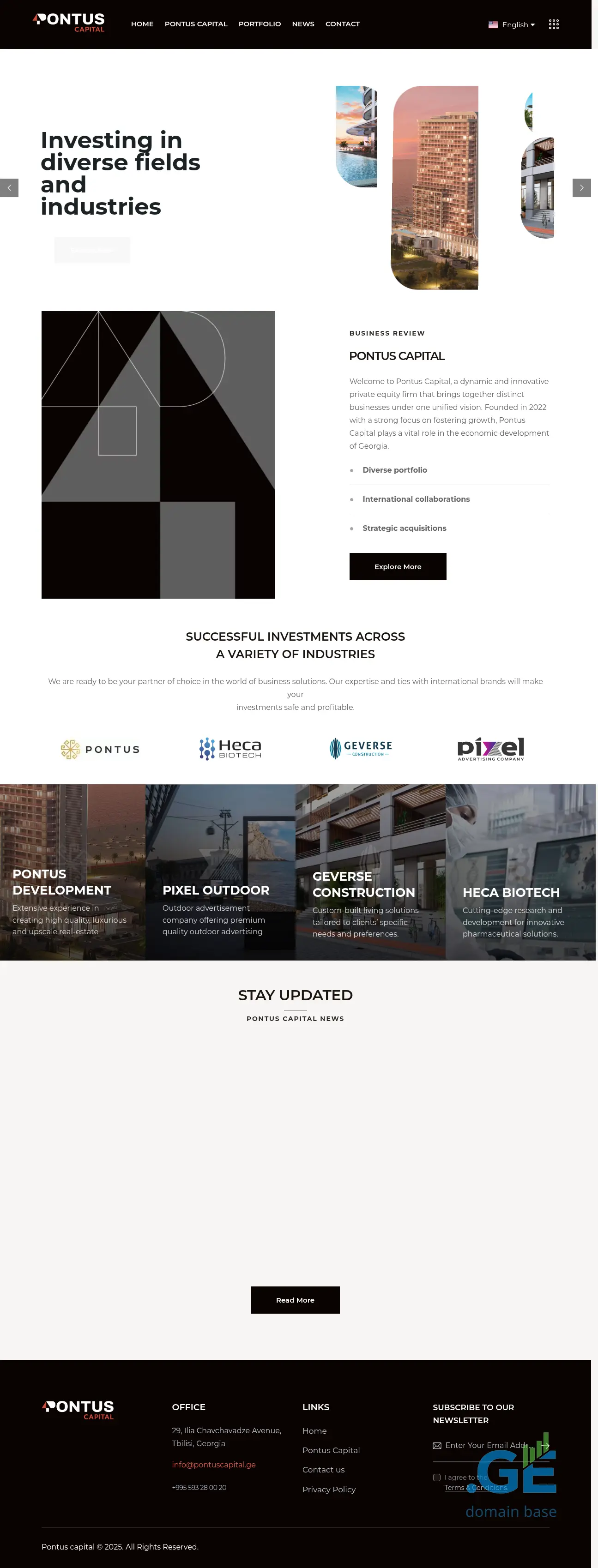 Screenshot of the site pontuscapital.ge