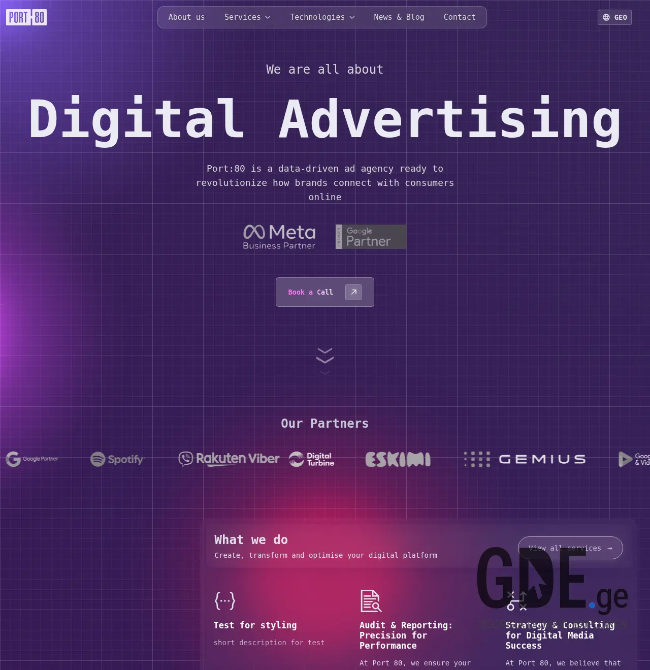 Screenshot of the site port80.ge at 2025-11-29