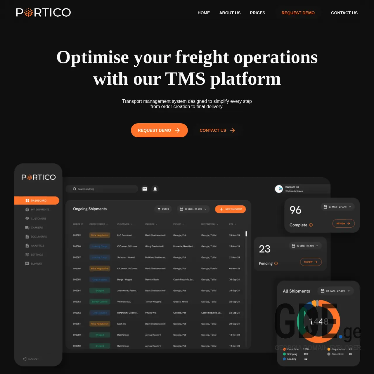 Screenshot of the site portico.ge at 2025-12-11