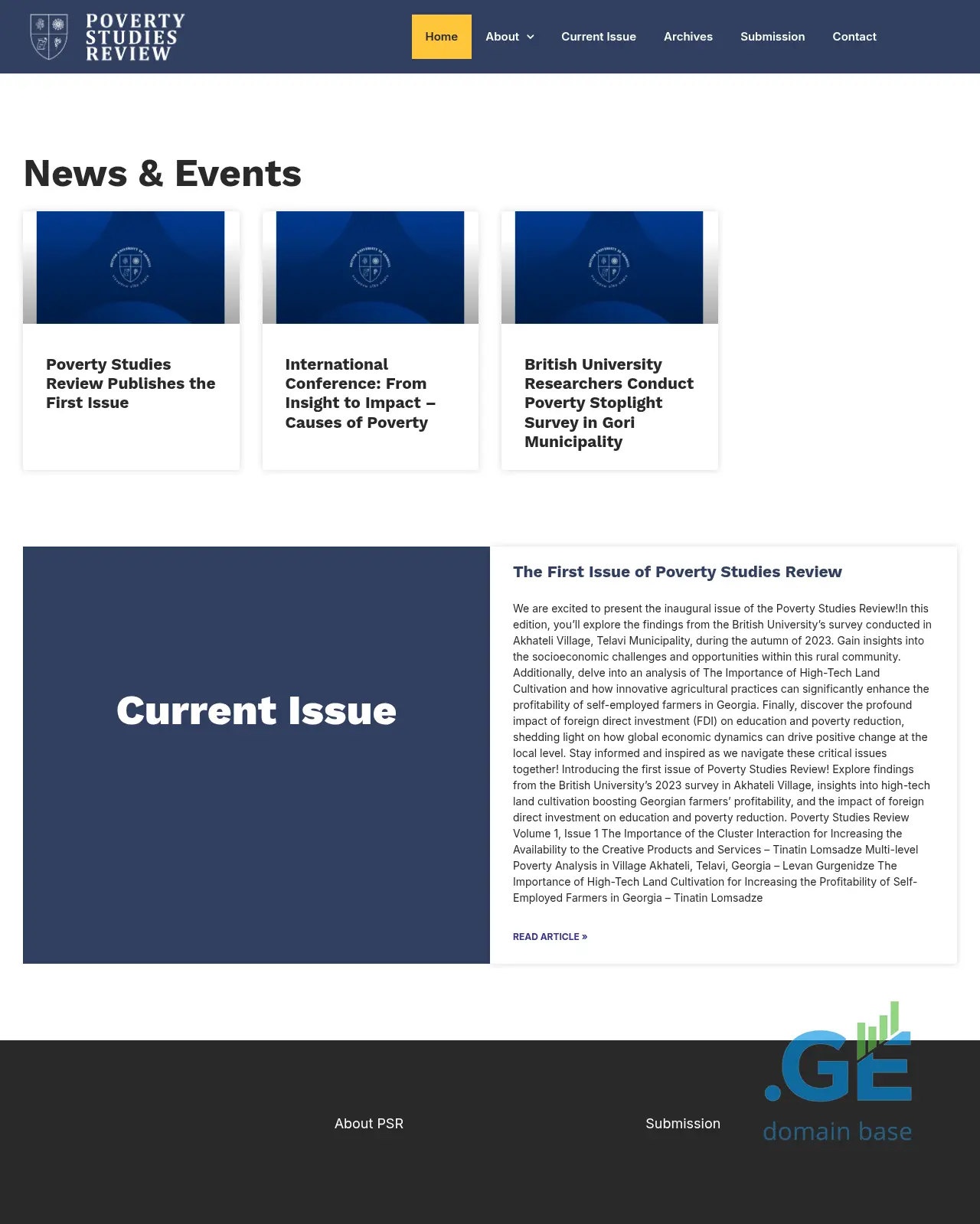 Screenshot of the site povertystudiesreview.ge
