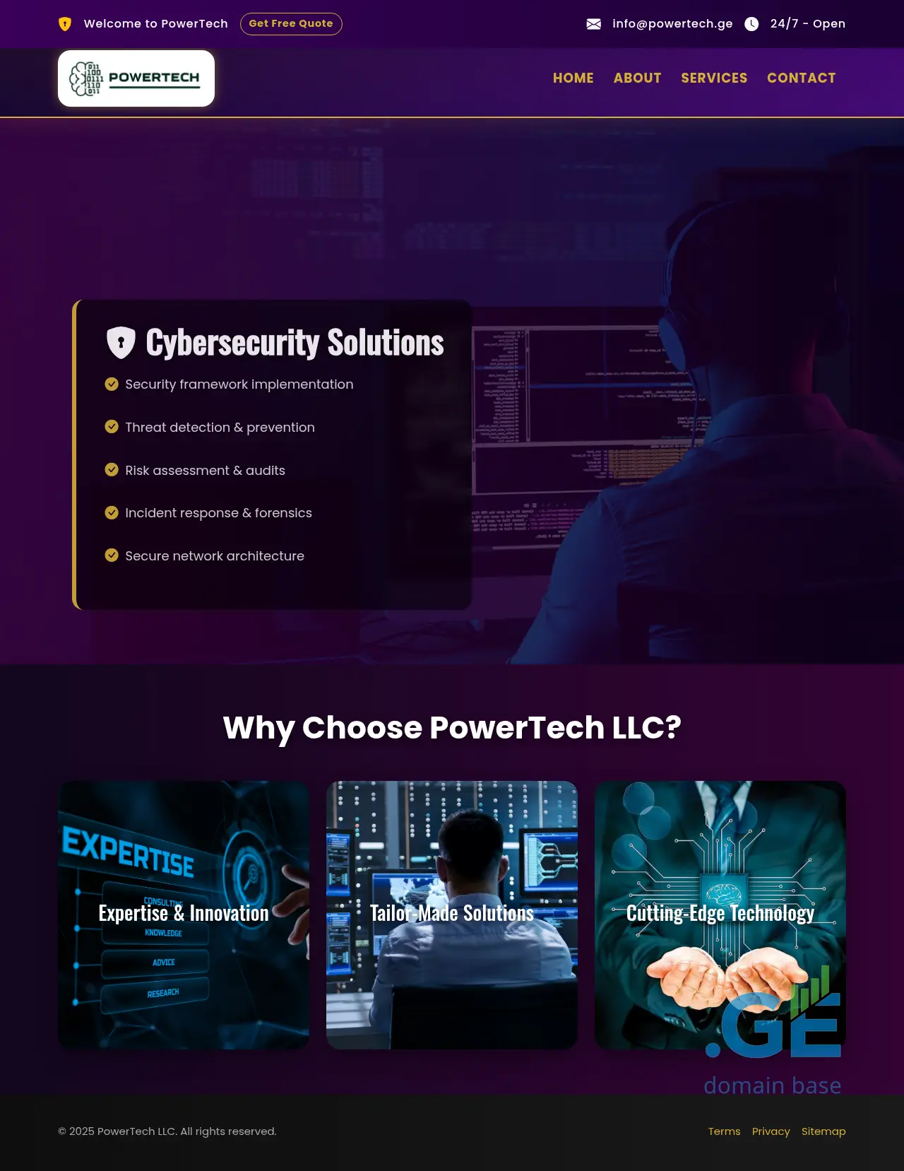 Screenshot of the site powertech.ge