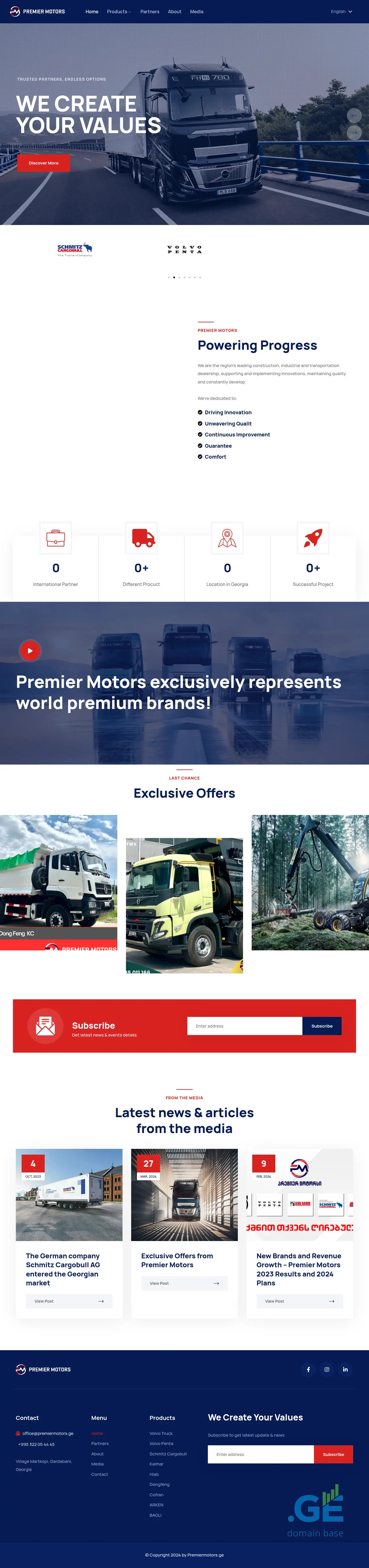 Screenshot of the site premiermotors.ge