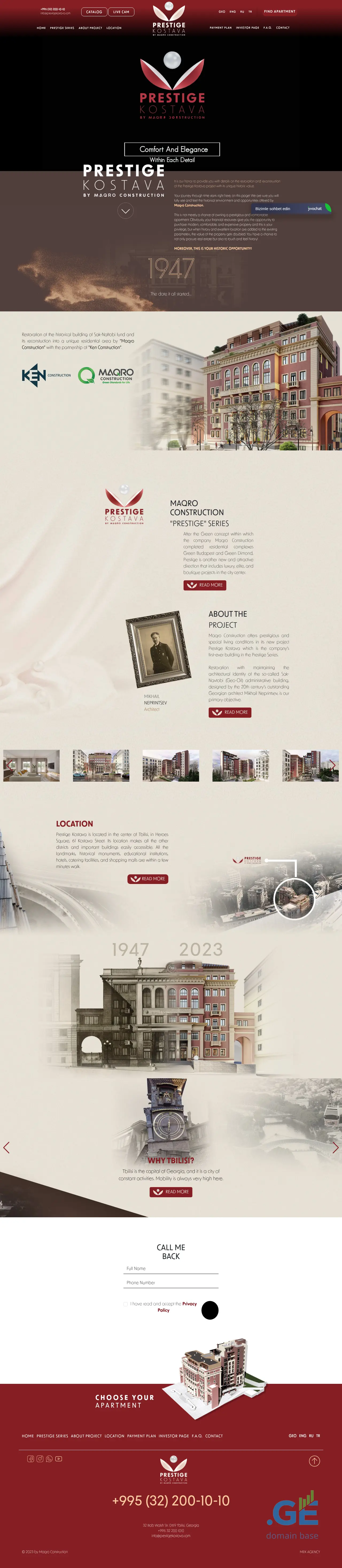 Screenshot of the site prestigekostava.ge at 2025-10-11