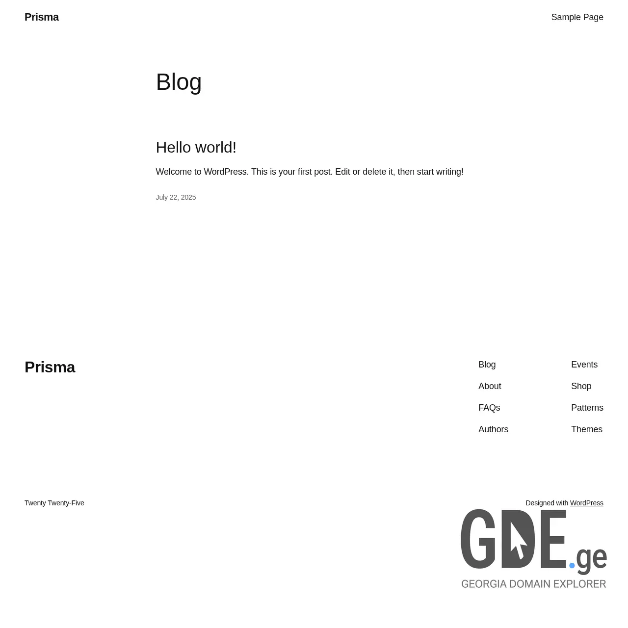 Screenshot of the site prisma.ge at 2025-12-11