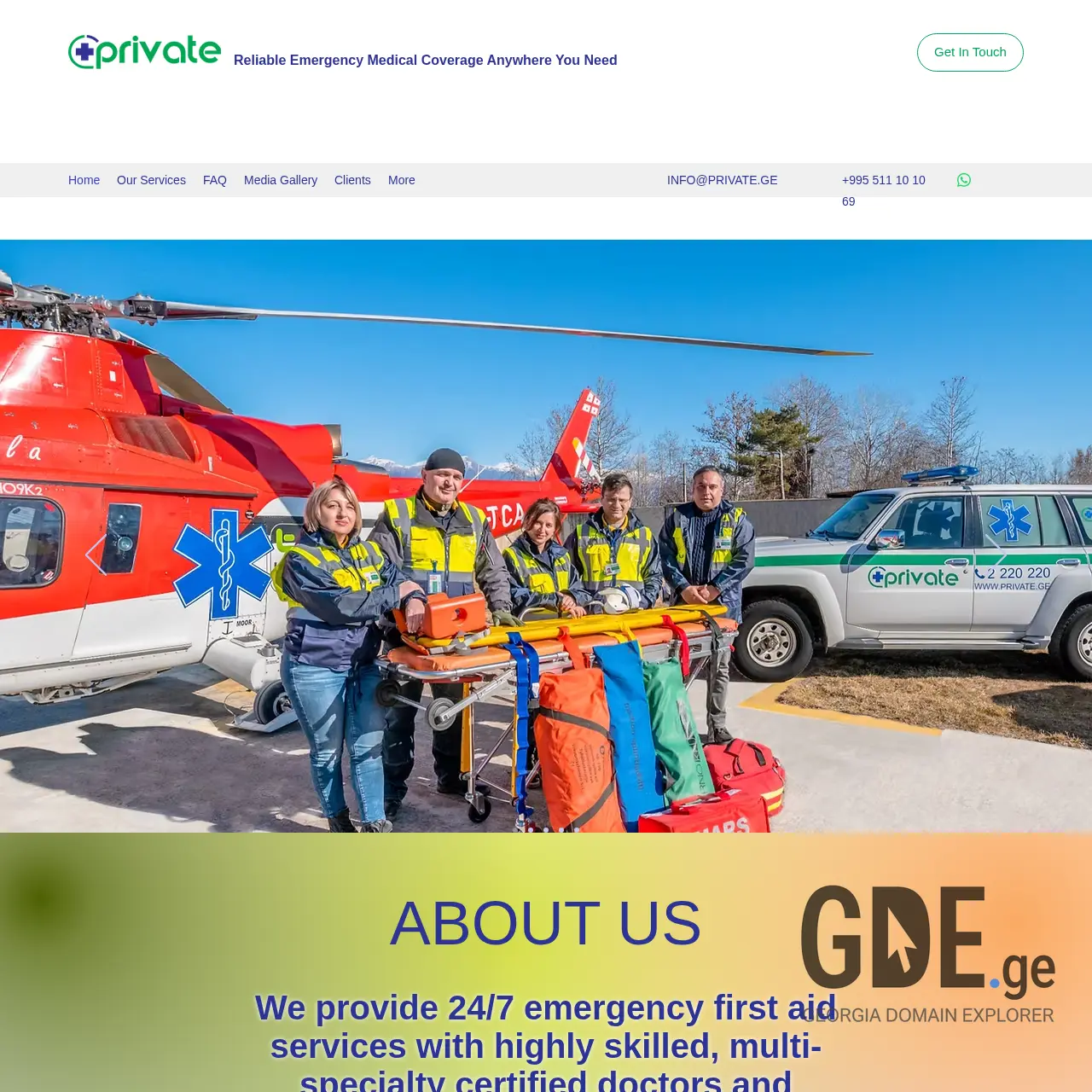 Screenshot of the site privateambulance.ge at 2025-12-11