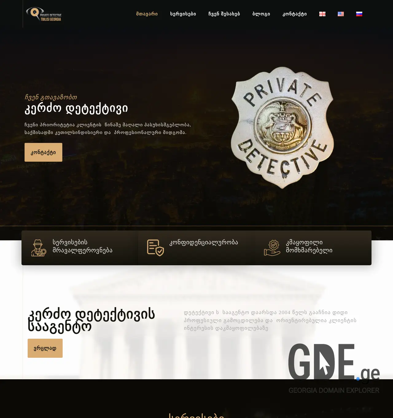 Screenshot of the site privatedetective.ge at 2025-11-29