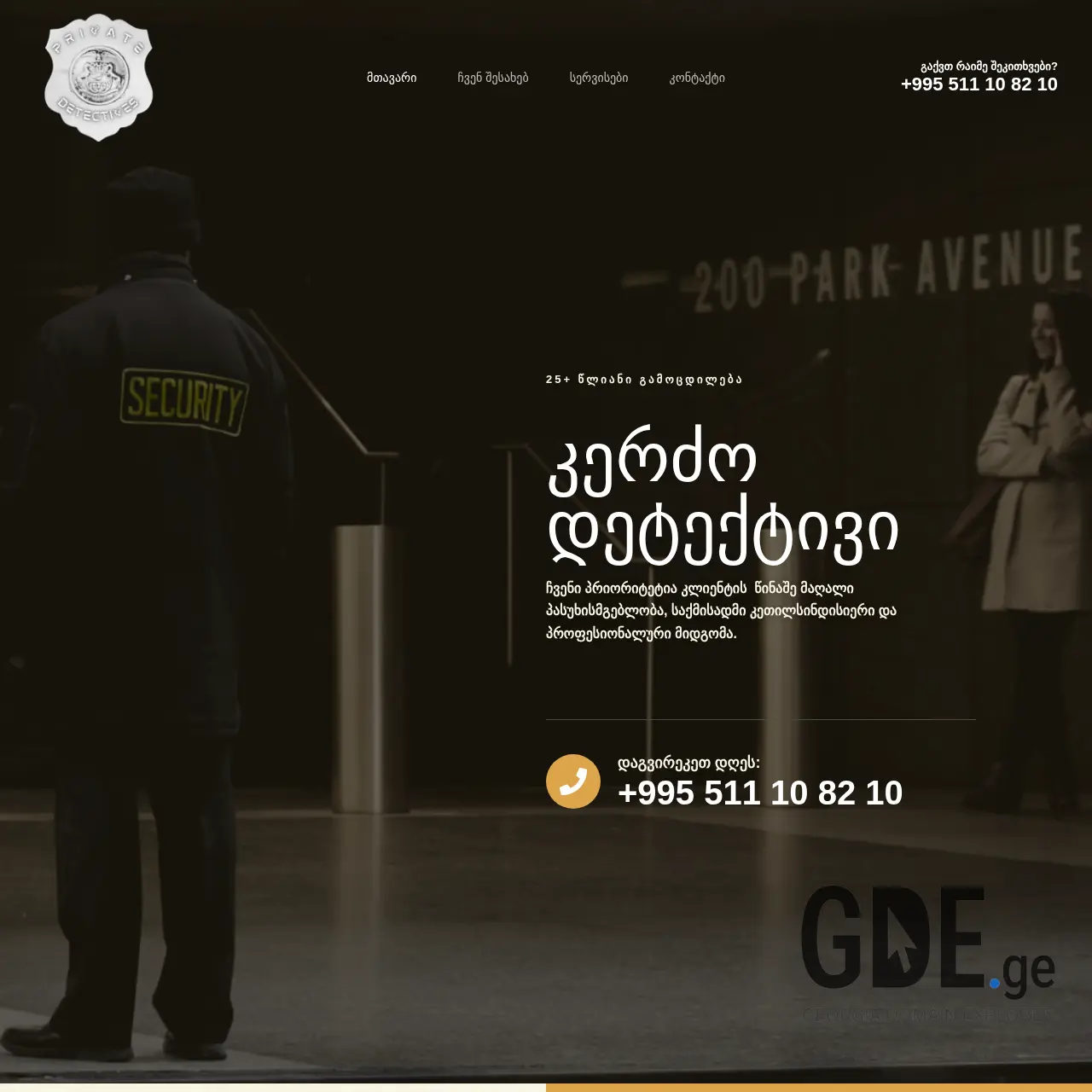 Screenshot of the site privatedetectives.ge at 2025-12-11