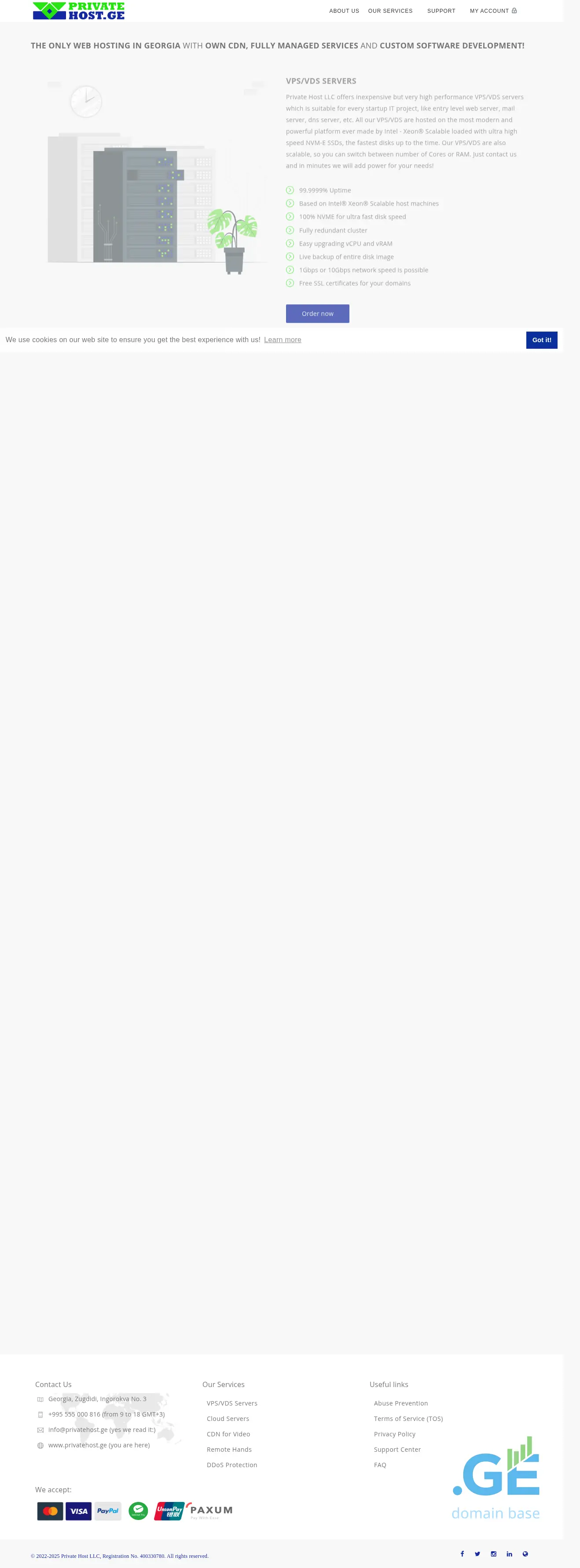 Screenshot of the site privatehost.ge