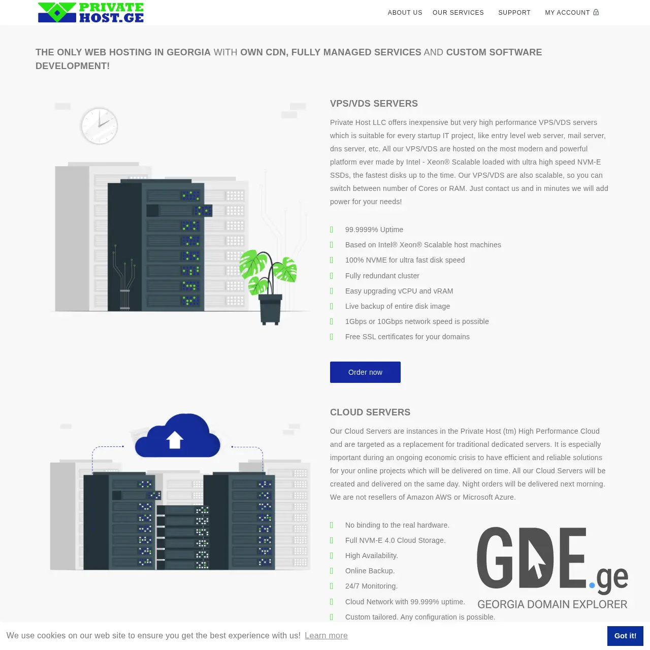 Screenshot of the site privatehost.ge at 2025-12-11
