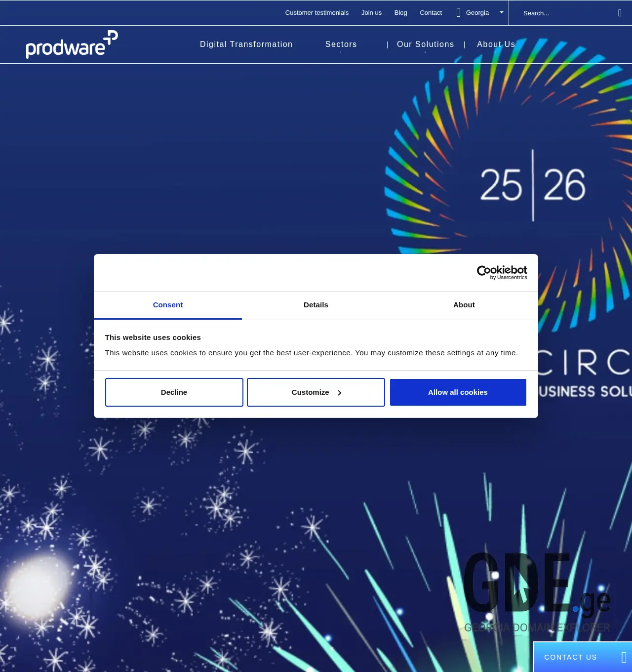 Screenshot of the site prodware.ge at 2025-12-01