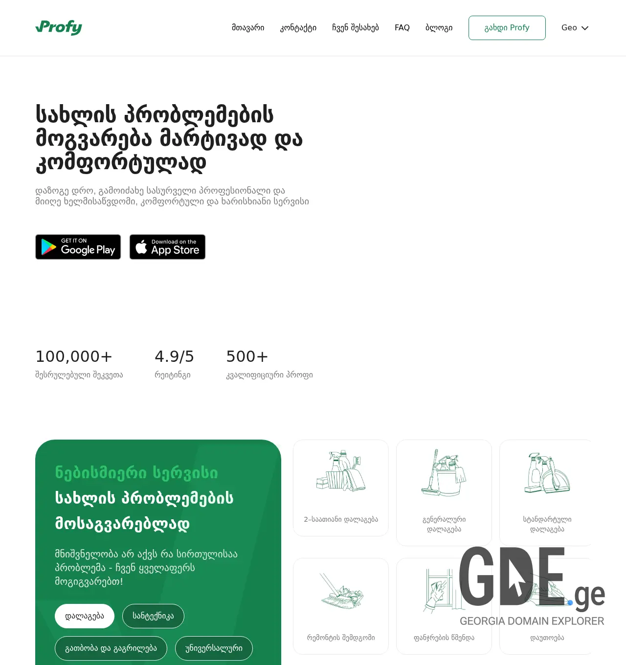 Screenshot of the site profy.ge at 2025-11-29