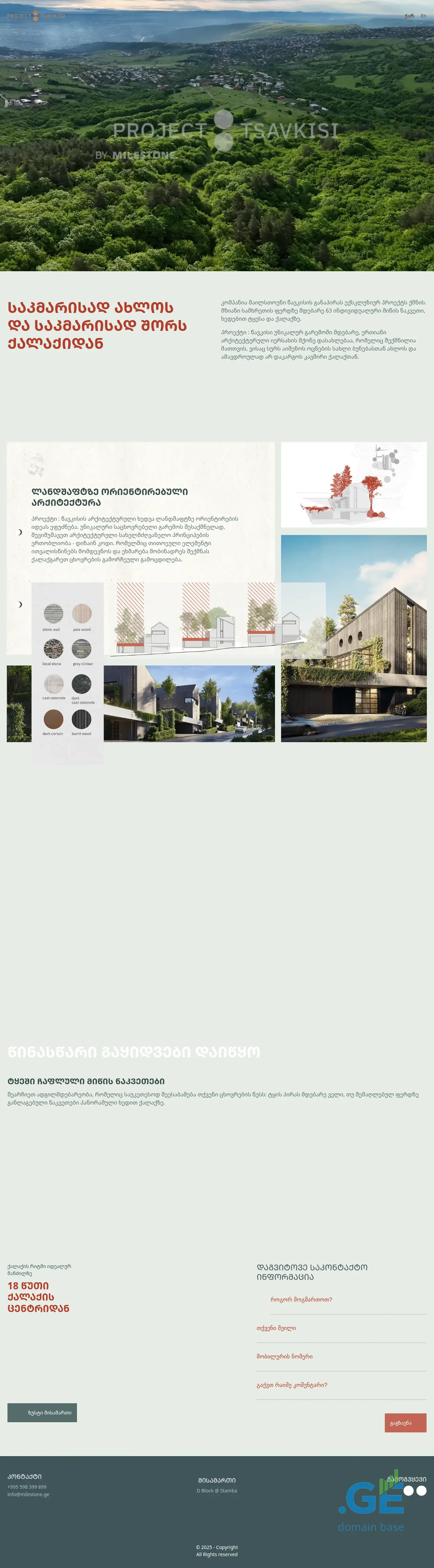 Screenshot of the site projecttsavkisi.ge