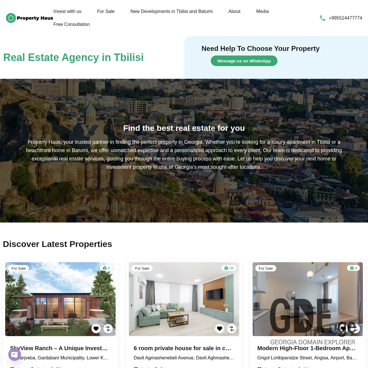 Screenshot of the site propertyhaus.ge at 2025-12-11