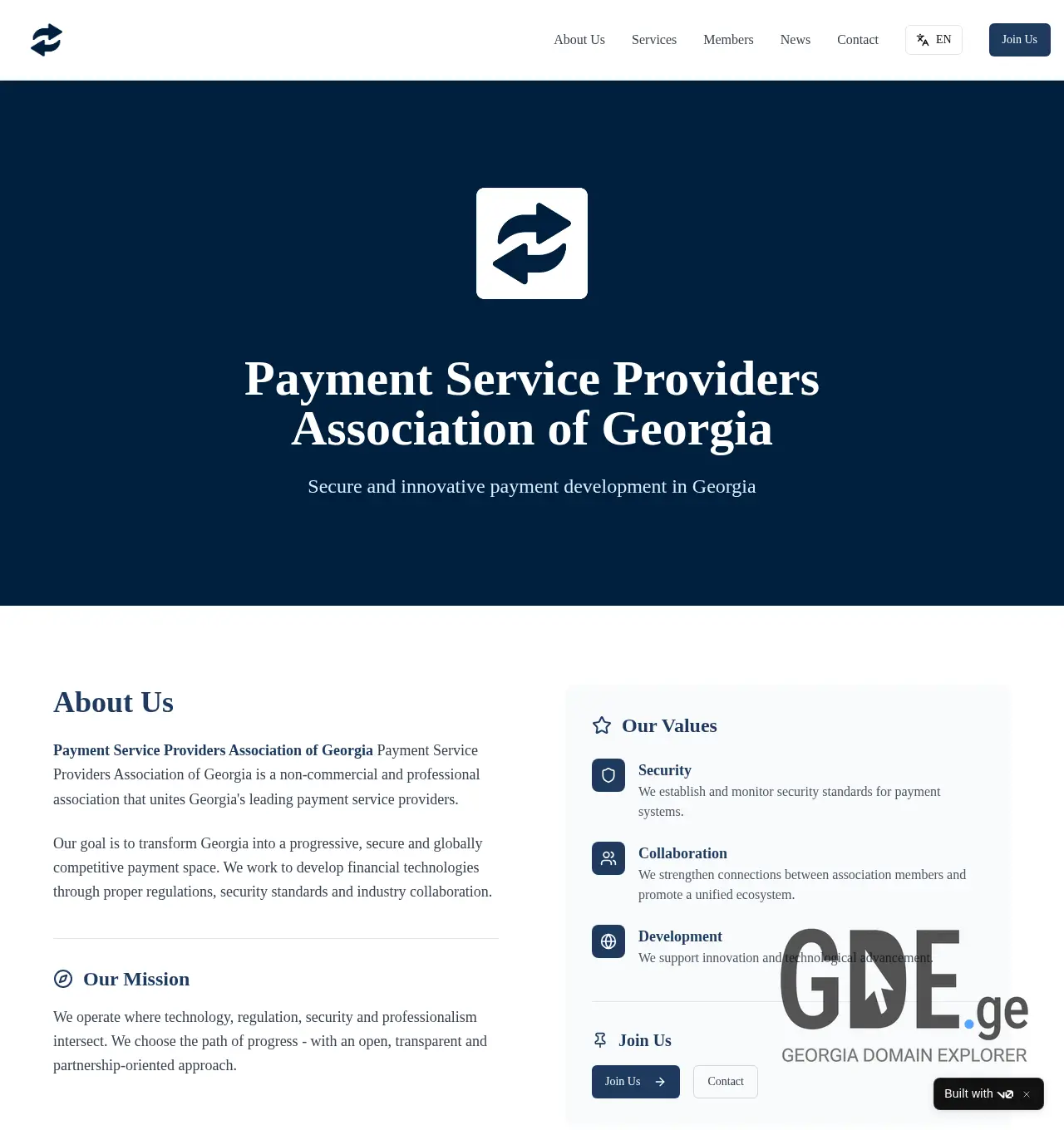 Screenshot of the site pspag.ge at 2025-12-06