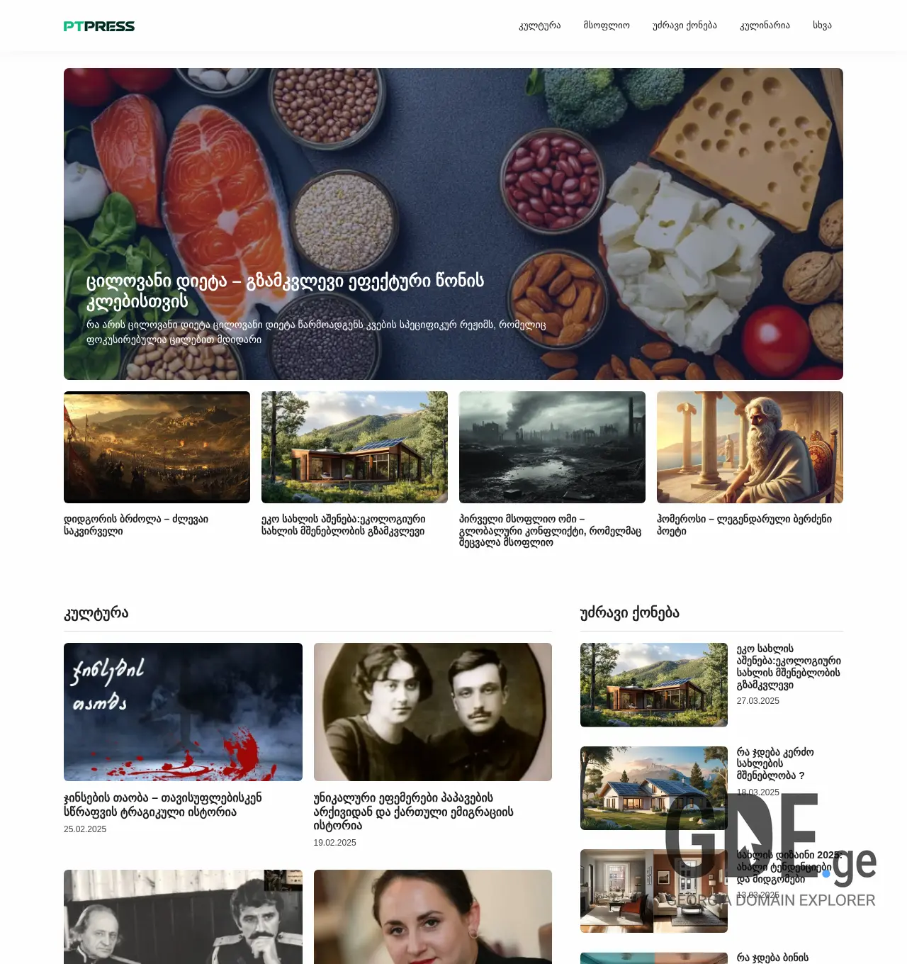 Screenshot of the site ptpress.ge at 2025-11-29