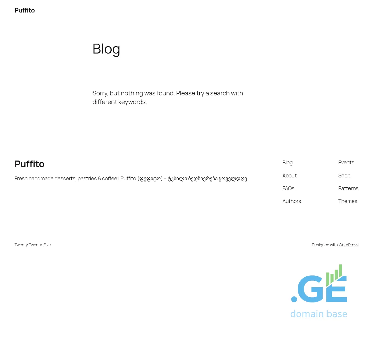 Screenshot of the site puffito.ge