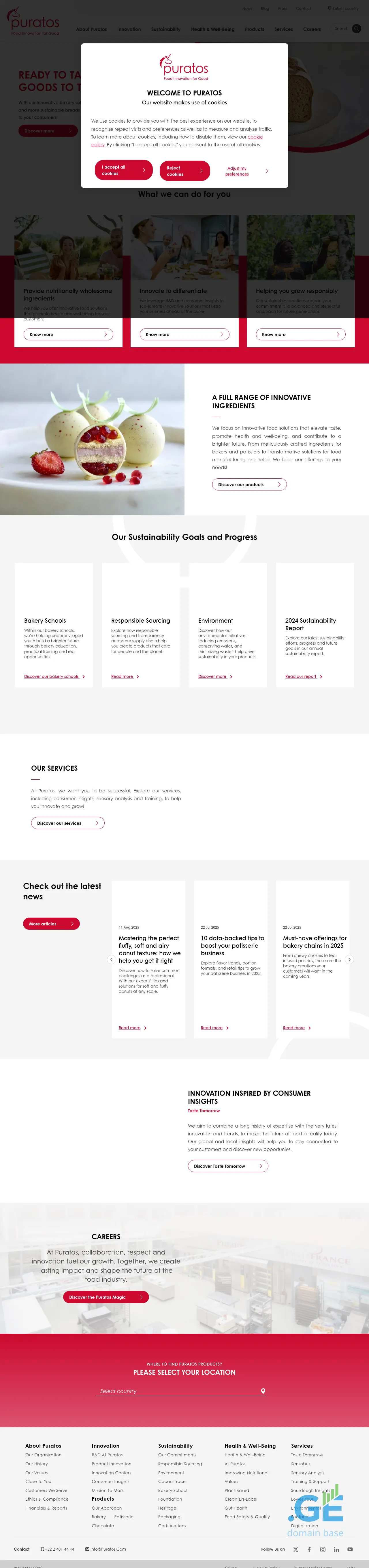 Screenshot of the site puratos.ge