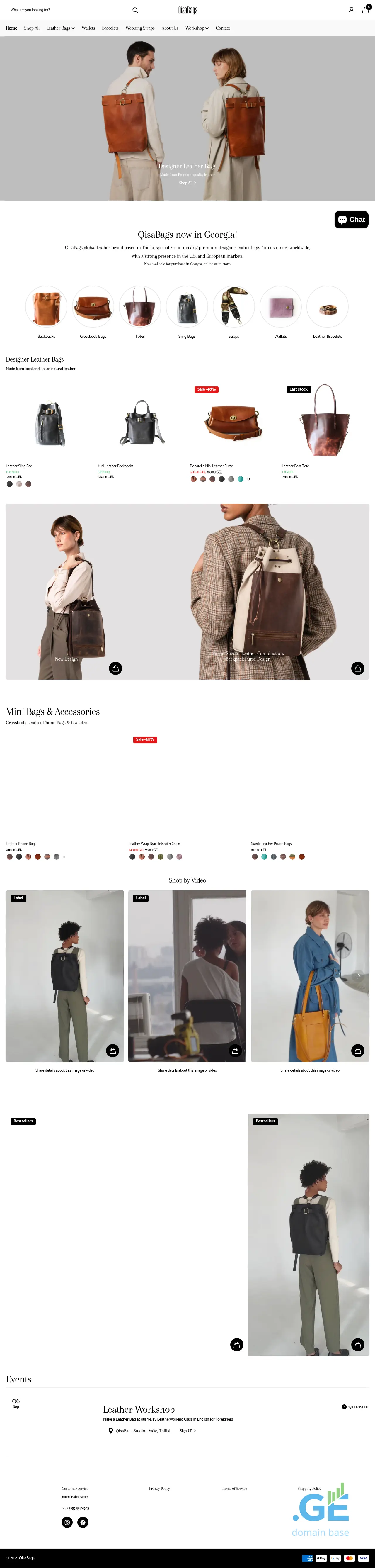 Screenshot of the site qisabags.ge