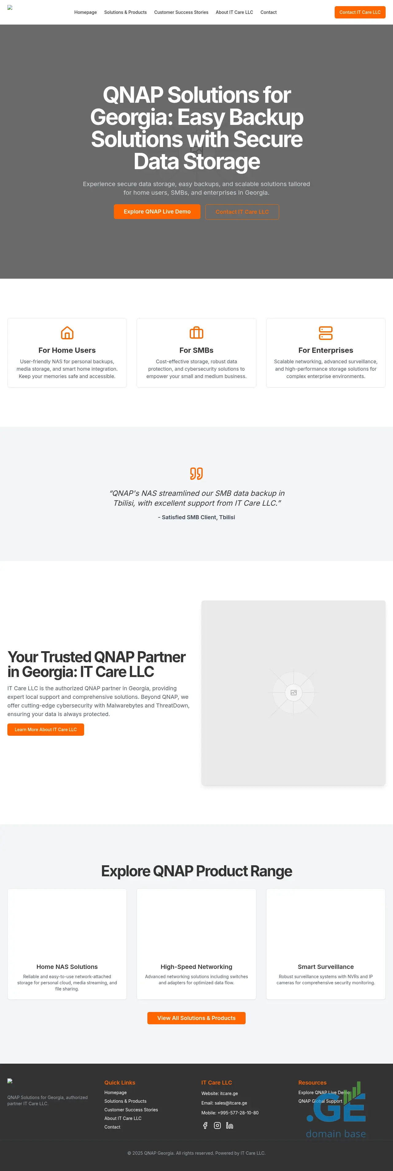 Screenshot of the site qnap.ge