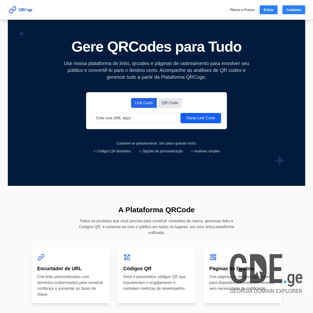 Screenshot of the site qrco.ge at 2025-12-11