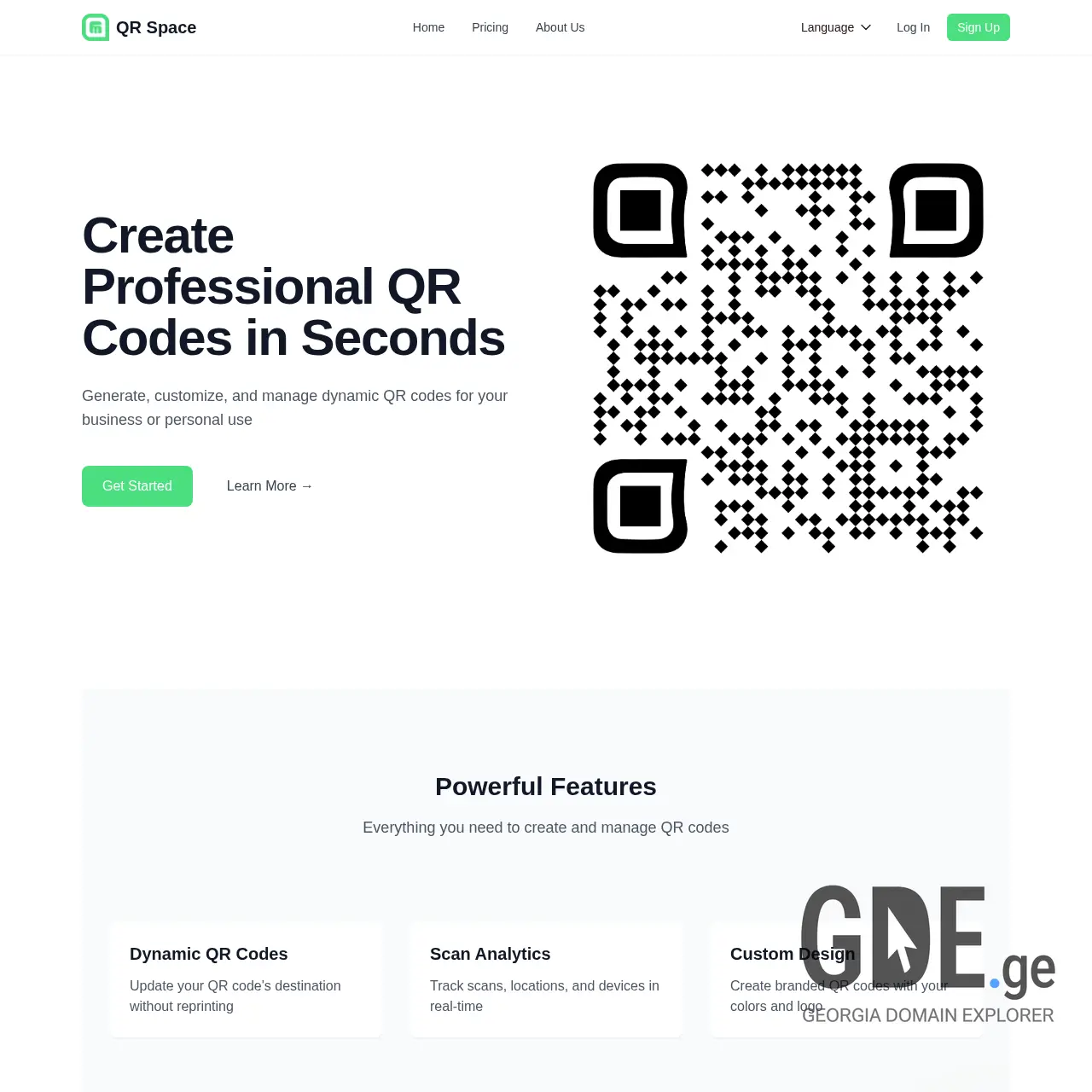 Screenshot of the site qrspace.ge at 2025-12-11