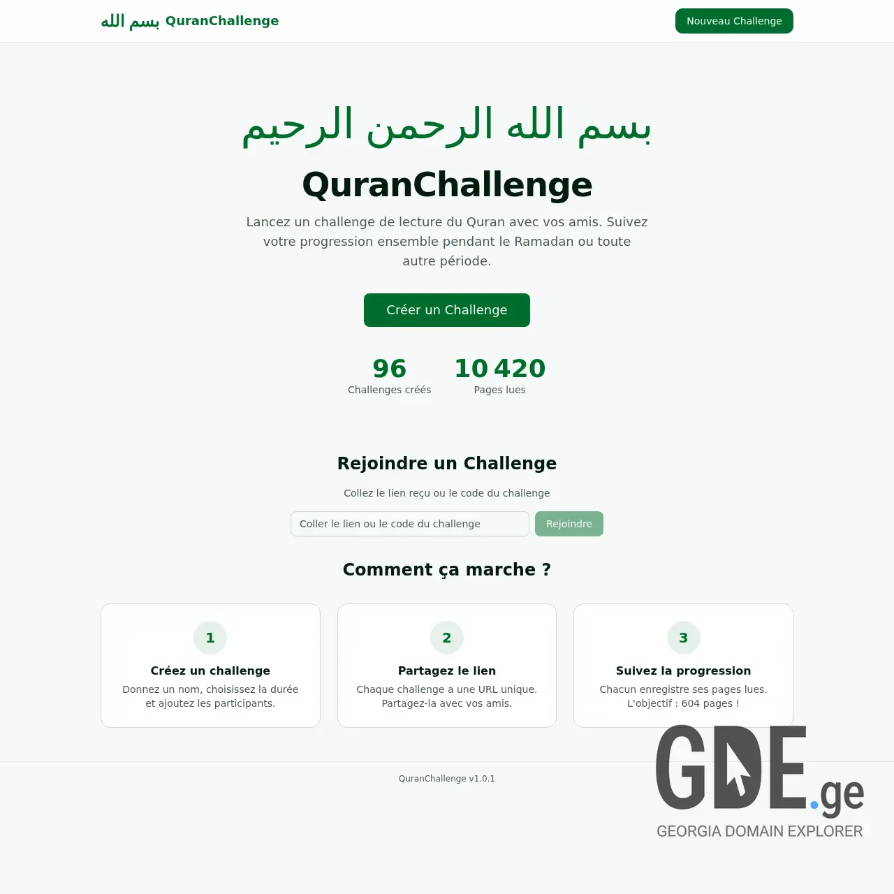 Screenshot of the site quran-challen.ge at 2026-02-24