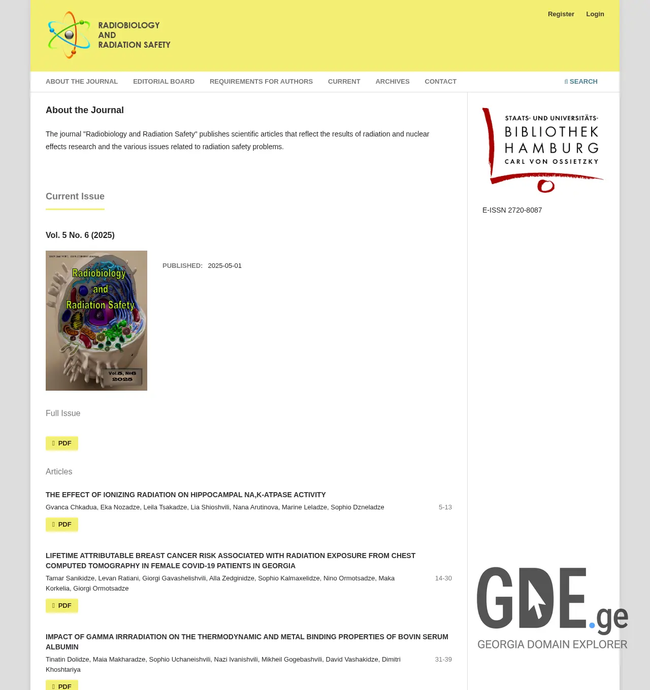 Screenshot of the site radiobiology.ge at 2025-12-03