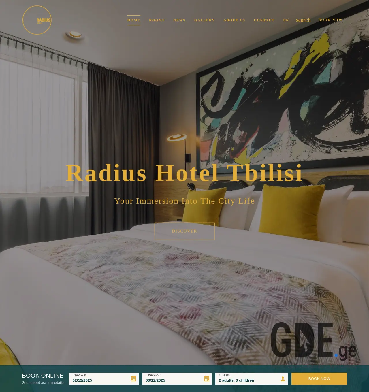 Screenshot of the site radiushotels.ge at 2025-12-02
