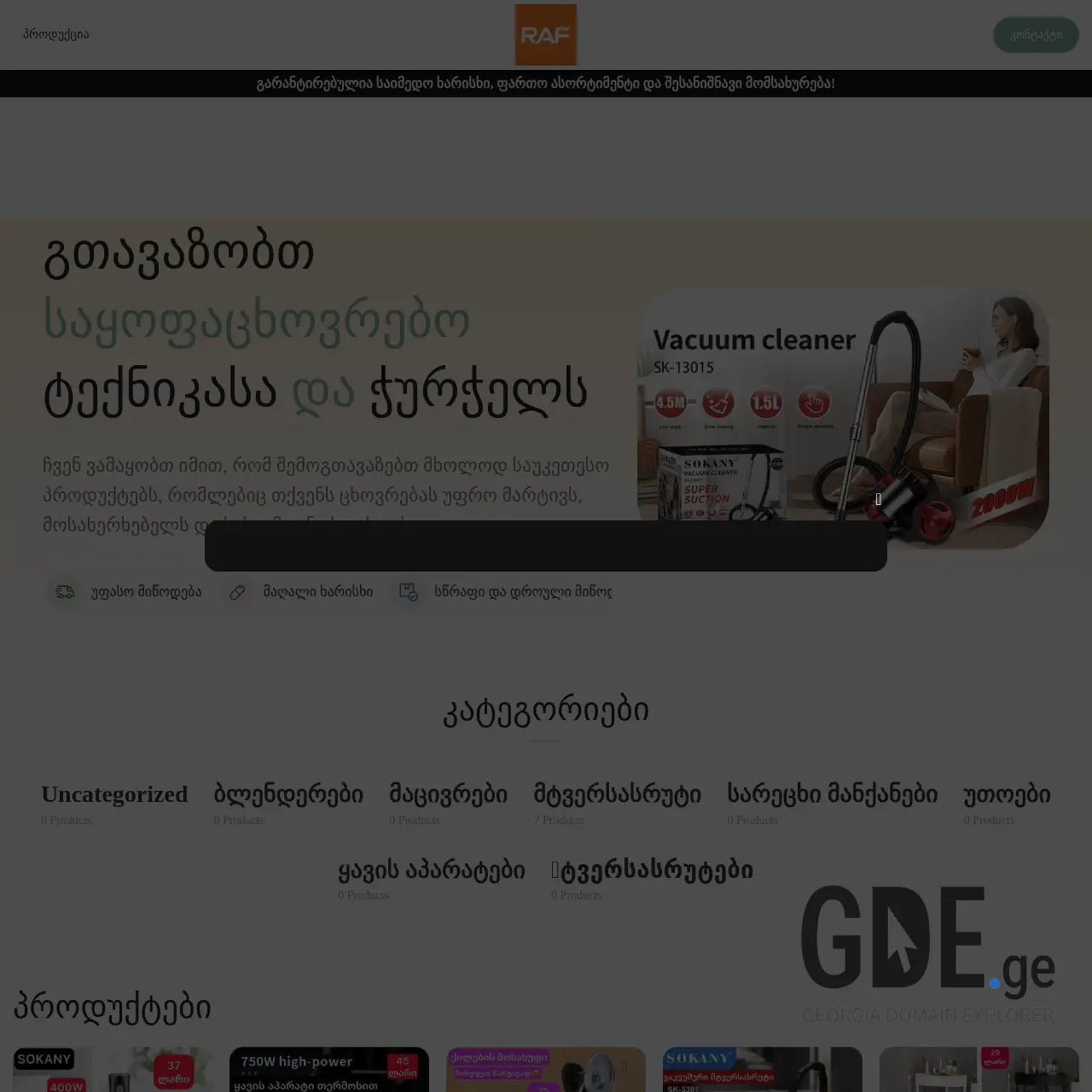 Screenshot of the site raf.ge at 2025-12-11