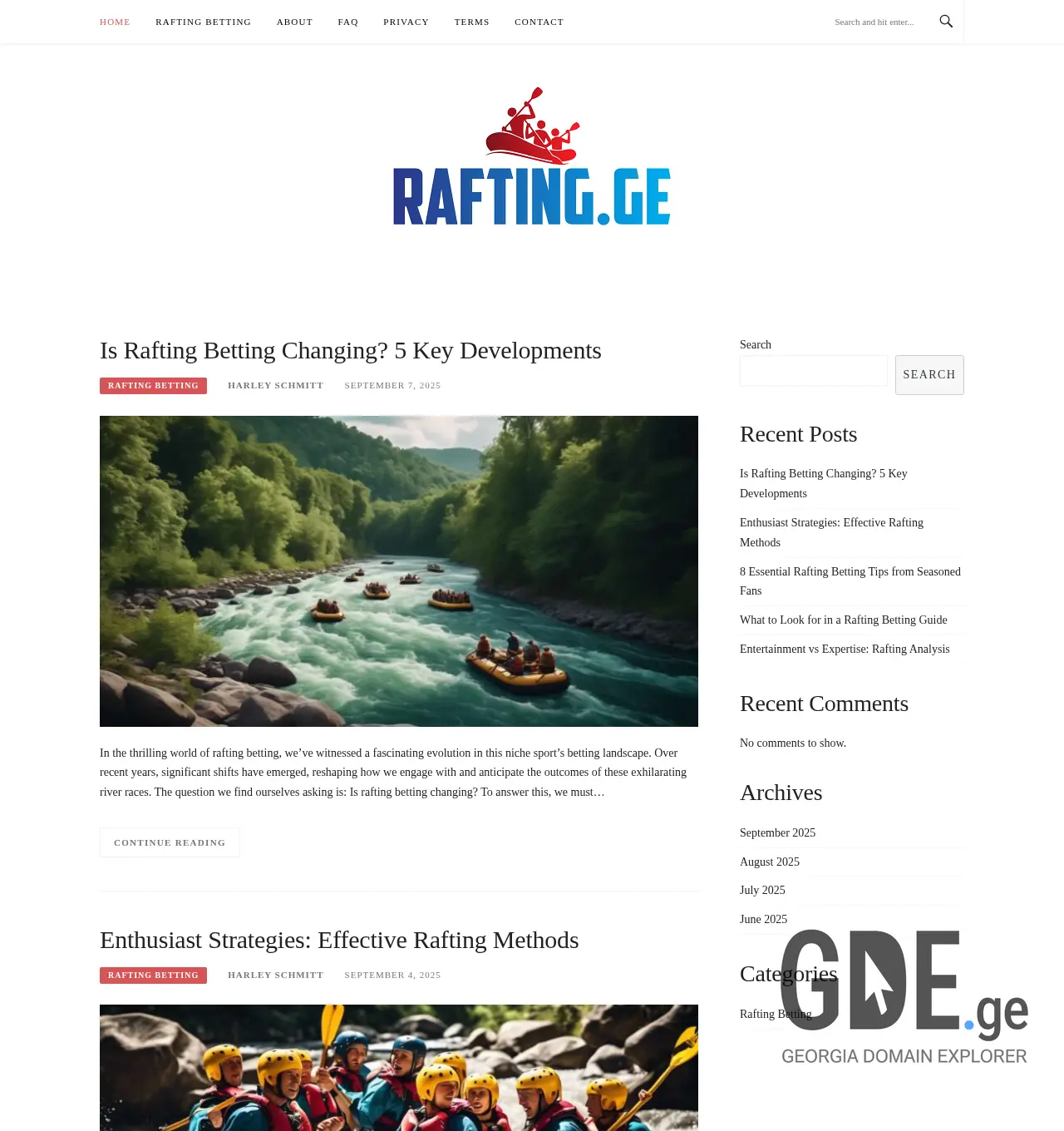 Screenshot of the site rafting.ge at 2025-12-01