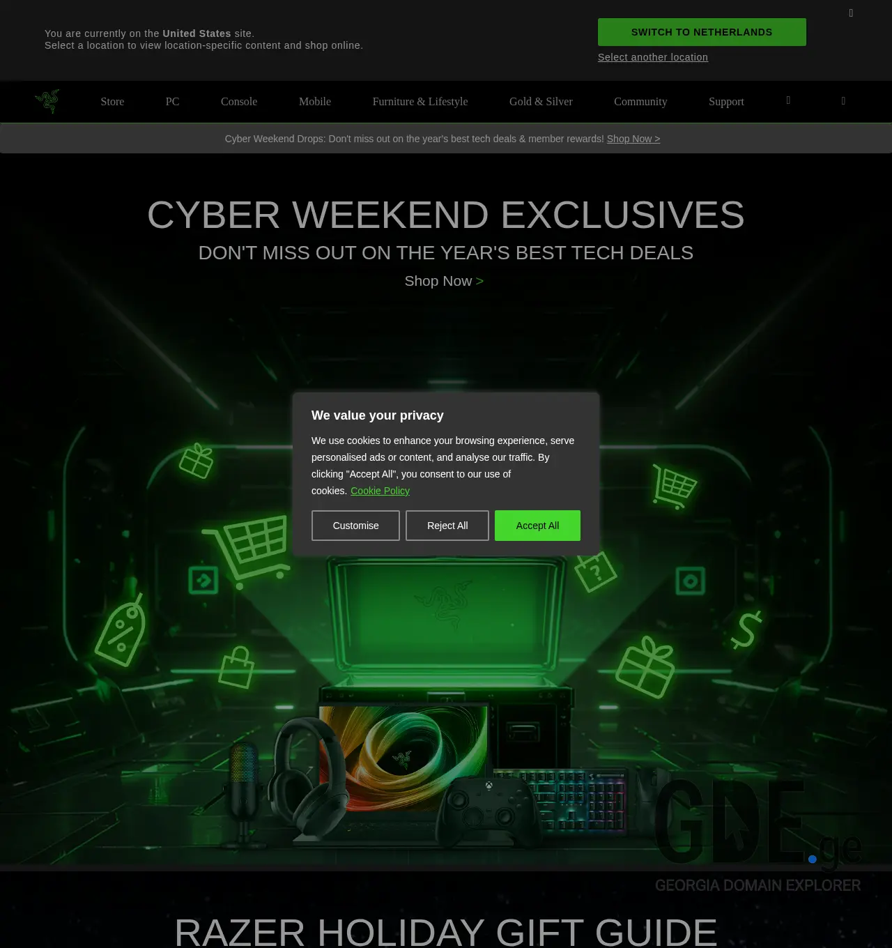 Screenshot of the site razer.com.ge at 2025-11-30