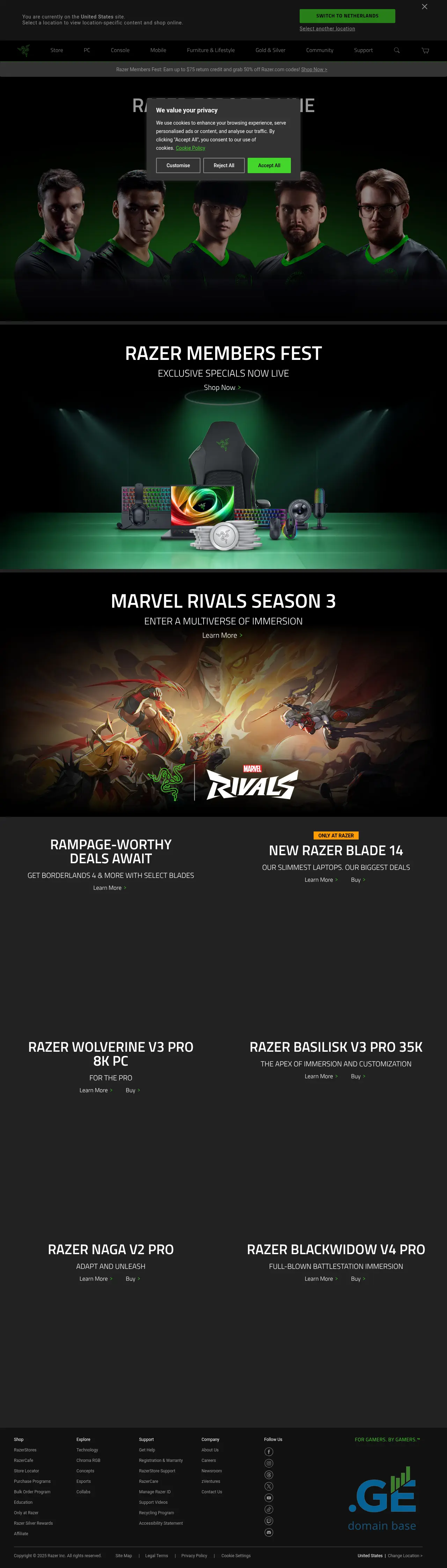 Screenshot of the site razer.ge
