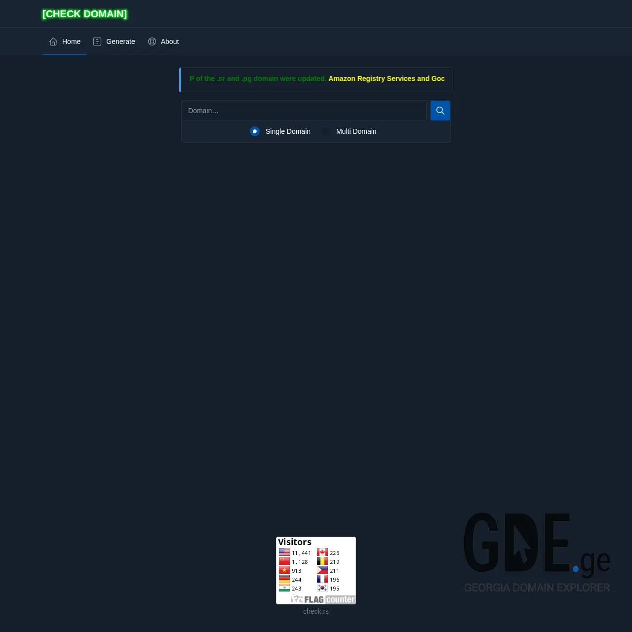 Screenshot of the site rdap.ge at 2025-12-11
