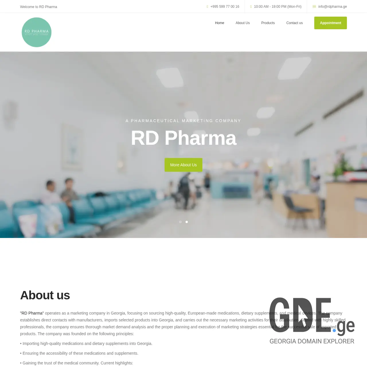 Screenshot of the site rdpharma.ge at 2025-12-11